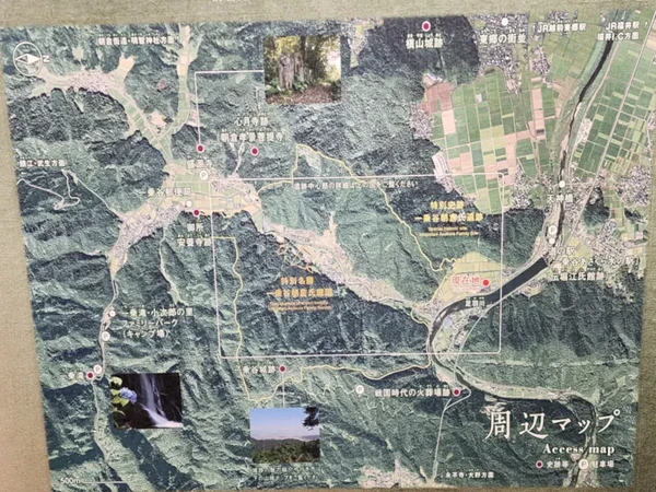 Map view of Ichijodani valley and surroundings