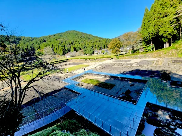 Aerial perspective of Asakura ruins