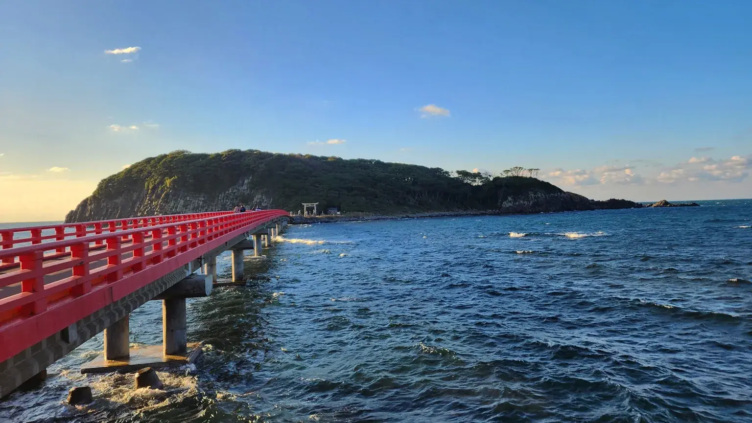 Red bridge coastal view, Fukui