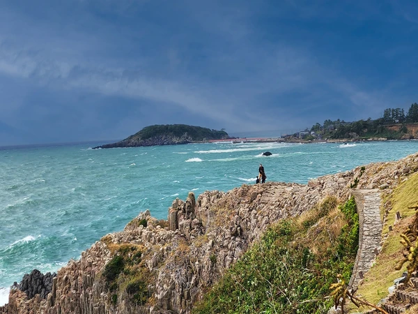 Tojinbo cliffs and ocean view